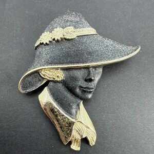 Torino Cameo Brooch Pin Contemporary Themed 2 inches 1980's Original Vintage